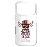 Carcasa para iPhone 17 Pro Dios Bendiga a los Estados Unidos, Divertido Sombrero patriótico y Genial con Forma de Ciervo