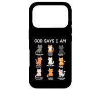 Carcasa para iPhone 17 Pro Dios Dice Que Soy - Amante de los Gatos - Verso de la Biblia - Cristo - Cristiano