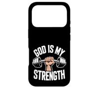 Carcasa para iPhone 17 Pro ¡Dios es mi Fuerza! Fe Cristiana Jesucristo Gimnasio