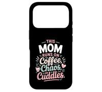 Carcasa para iPhone 17 Pro Diseño de This Mom Runs on Coffee Chaos and Cuddles