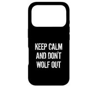 Carcasa para iPhone 17 Pro Disfraz Divertido de Hombre Lobo para Halloween con Texto en inglés Keep Calm Don't Wolf out
