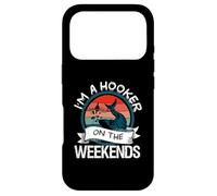 Carcasa para iPhone 17 Pro Divertida Camiseta de Pesca con Texto I'm a Hooker on The Weekends, Bass Fish
