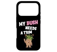 Carcasa para iPhone 17 Pro Divertida Novedad Ofensiva grosera My Bush Needs A Trim Peinado