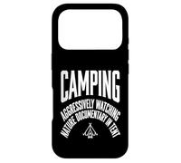 Carcasa para iPhone 17 Pro Divertido Camping Viendo documental de la Naturaleza en Carpa Cita