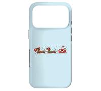 Carcasa para iPhone 17 Pro Divertido Dachshund Santa Delivery Crew Humor navideño