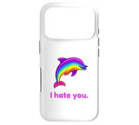 Carcasa para iPhone 17 Pro Divertido delfín arcoíris I Hate You