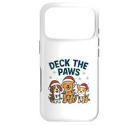Carcasa para iPhone 17 Pro Divertido diseño navideño de Perro para los Amantes de Las Mascotas Deck The Paws Pun