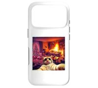 Carcasa para iPhone 17 Pro Divertido Gato navideño Selfie Caos Festivo y Gato Festivo
