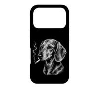 Carcasa para iPhone 17 Pro Divertido Perro Salchicha fumando Salchichas