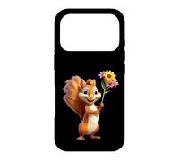 Carcasa para iPhone 17 Pro Divertido Regalo de Animales para Amantes de Las Flores de Ardilla para Hombres, Mujeres y niños