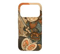 Carcasa para iPhone 17 Pro Divertido Sushi Samurai Cat Dojo Puesta de Sol Ukiyo-e Manga Kanji Art