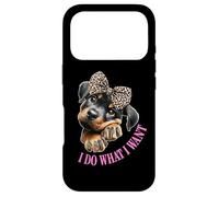 Carcasa para iPhone 17 Pro Do What I Want Leopard Print Bow Girl Rottweiler Puppy Lover