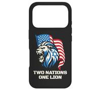 Carcasa para iPhone 17 Pro Dos Naciones Un León - Diseño Patriótico de Estados Unidos Israel
