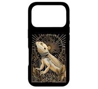Carcasa para iPhone 17 Pro Dragón Barbudo Art Deco con estallido Estelar y Marco geométrico