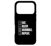 Carcasa para iPhone 17 Pro Eat Sleep Scribble Repeat, Gracioso Dibujo para escribano médico