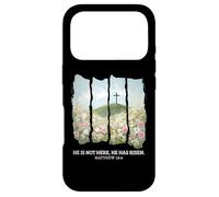 Carcasa para iPhone 17 Pro Él no está aquí Él ha resucitado Pascua Jesucristo Resurrección