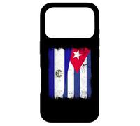 Carcasa para iPhone 17 Pro El Salvador Cuba Media Bandera Patrimonio Cubano Salvadoreño