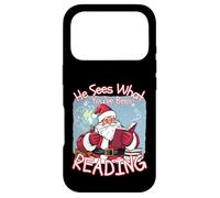 Carcasa para iPhone 17 Pro Él ve lo Que has Estado Leyendo Amante de los Libros Funny Santa