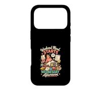 Carcasa para iPhone 17 Pro El Weekend Empieza Miercoles Divertido Diseño Gato