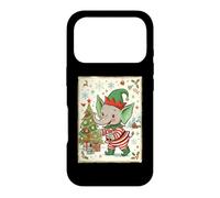 Carcasa para iPhone 17 Pro Elefante Santa's Elf Christmas Tree Presents Retro Holiday