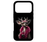 Carcasa para iPhone 17 Pro Elegante Retrato De Ciervo Moda Animal Vino Tinto Gráfico