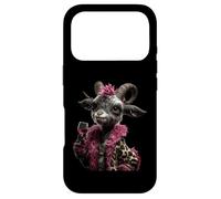Carcasa para iPhone 17 Pro Elegante Retrato De Ovejas Moda Granja Animal Cordero Rosa Redondo
