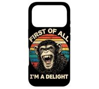 Carcasa para iPhone 17 Pro En Primer Lugar, Soy una Delicia, Mono Vintage, Divertido chimpancé de Humor