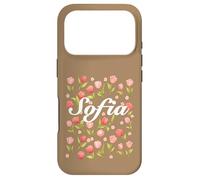 Carcasa para iPhone 17 Pro Escritura Cursiva Blanca Nombre Personalizado Flor de Primavera Sofía