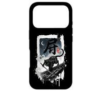 Carcasa para iPhone 17 Pro Espada Katana Samurai Ninja para Techo de Gatito Negro, Arte japonés