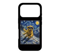 Carcasa para iPhone 17 Pro Esquí Golden Retriever Art Skiier Perro en Ski Hill