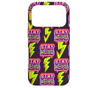 Carcasa para iPhone 17 Pro Estética de los 90 con Estampado Stay Weird en Forma de Trueno