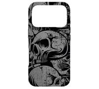 Carcasa para iPhone 17 Pro Estilo 90s Gris Negro Cráneos Tatuaje Tradicional Americano