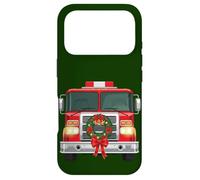 Carcasa para iPhone 17 Pro Familia de Fuentes Christmas Fire Truck Wreath Firefighter