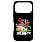 Carcasa para iPhone 17 Pro Farm Animals It's My 4th Birthday Bday Party 4 Years Old Kids