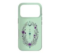 Carcasa para iPhone 17 Pro Fases Lunares Corona Botánica con Flores Violetas y Hojas