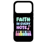 Carcasa para iPhone 17 Pro Fe en Cada Nota Piano Chica Cristiana Músico de la Iglesia