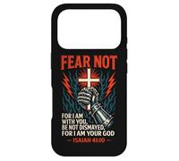 Carcasa para iPhone 17 Pro Fear Not Isaías 41:10 Cross Knight Guantelete Verso Cristiano