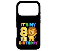 Carcasa para iPhone 17 Pro Fiesta temática de Safari de león de 8 años con Texto en inglés It's My 8th Birthday