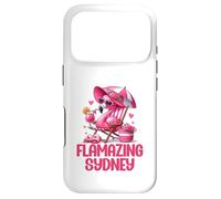 Carcasa para iPhone 17 Pro Flamazing Sydney Pink Flamingo Tropical Beach Scene Mujer