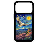 Carcasa para iPhone 17 Pro Flying Japanese Red Crowned Crane in The Starry Night Paint