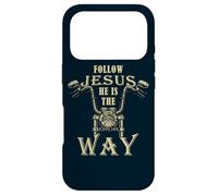 Carcasa para iPhone 17 Pro Follow Jesus He is The Way Christian Motorcycle Gospel Biker