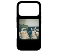 Carcasa para iPhone 17 Pro Foto Retro de Gatos con Cerveza Divertida, Divertida Fiesta de Gatos enfriados con Alcohol