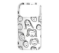Carcasa para iPhone 17 Pro Funny Artsy Linocut Kids Faces, Lindo Sonriendo riendo