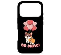 Carcasa para iPhone 17 Pro Funny Be Mine Valentines Day Heart Balloons Corgi Dog Lover