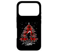 Carcasa para iPhone 17 Pro Funny Bigfoot Christmas Tree Lights Plaid Xmas Sasquatch