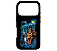 Carcasa para iPhone 17 Pro Funny Cat UFO Alien Bigfoot Sasquatch Camping Playing Guitar