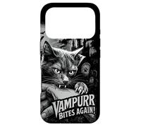 Carcasa para iPhone 17 Pro Funny Cat Vampurr Bites Again Halloween Vintage Graphic