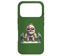 Carcasa para iPhone 17 Pro Funny Christmas In July Santa Keeps Fit with Weightlifting