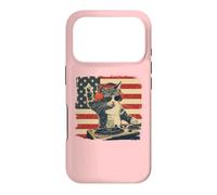 Carcasa para iPhone 17 Pro Funny DJ Cat Disco Sound Tech Headphone Music US Flag