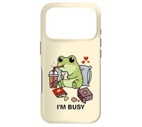 Carcasa para iPhone 17 Pro Funny Frog Im Busy Boba Tea Snacks Zoo Niños Niñas Niños